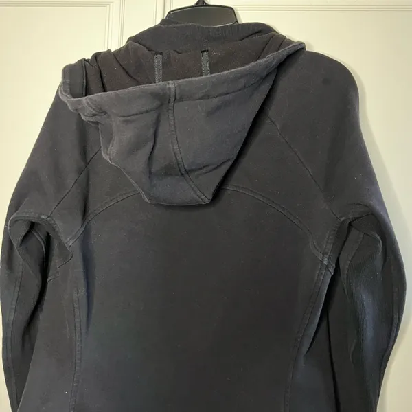 Athleta Triumph Hoodie Black Size Large Fleece Lined Full Zip - Image 12
