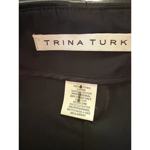 Trina Turk Black Leather Shorts Sz 4 Pockets Side Zip Winter Concert Vibes - Image 4