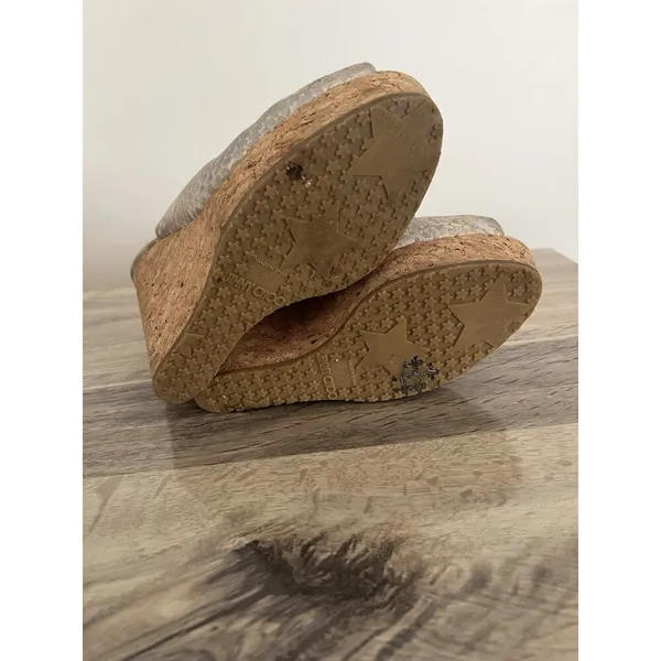 Jimmy Choo Prova Snake Print Silver Metallic Cork Wedges Heels Size 36.5 - Image 7