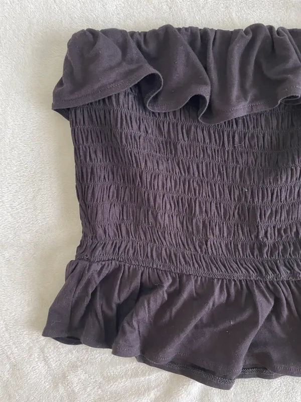 Strapless Black Ruffle Top Size L - Image 3