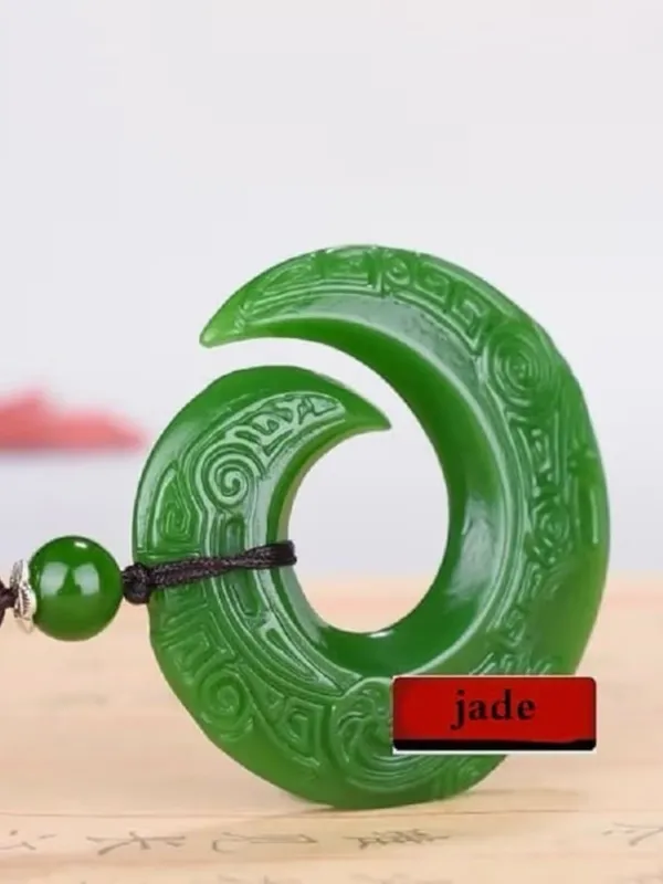 Green Jade Spiral Pendant Necklace - Women Jewelry - Image 6