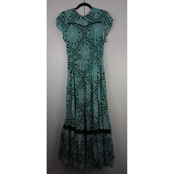 Apricot Womens Green Black Paisley‎ Diamond Crochet Button Maxi Dress US 10 NEW - Image 2
