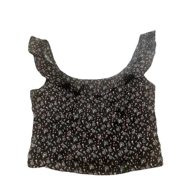 Free People cropped blouse ruffle straps sz XL - Image 3
