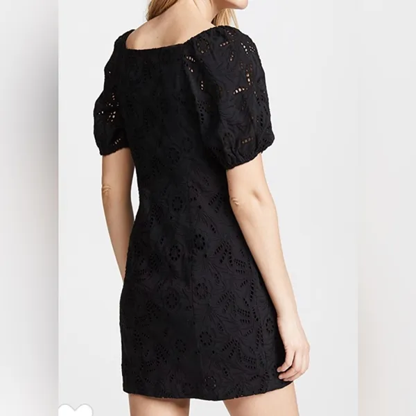 Free people‎ Daniella Eyelet Elegant Black Lace Mini Dress Size 2 - Image 3