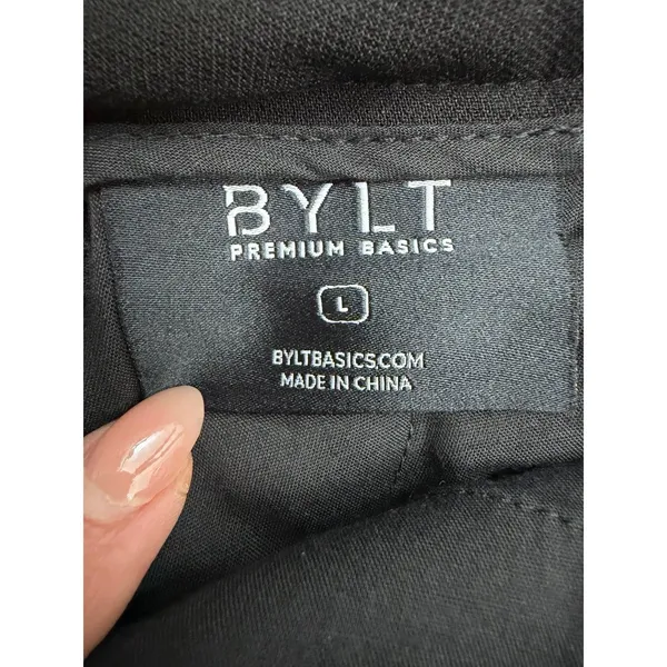 BYLT Premium Basics Black Wide Leg High Rise Pants Women's L Stretch‎ Career - Image 6
