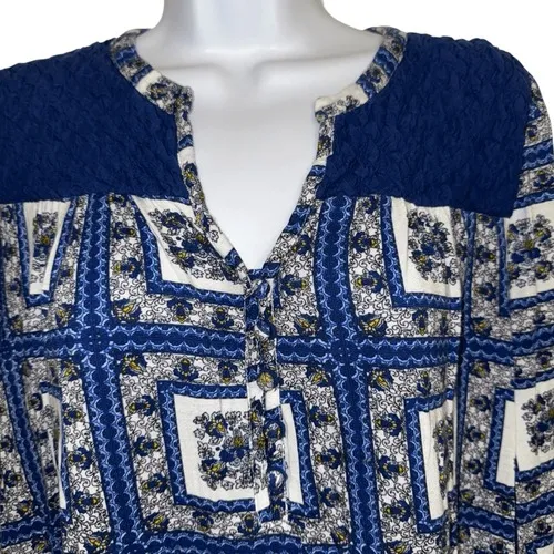 ANTHROPOLOGIE PORRIDGE Belmar Blue and White Popover Blouse EUC‎ Size XS - Image 3