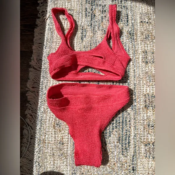 Frankie's Bikinis Coral Textured Bikini Set - Image 2