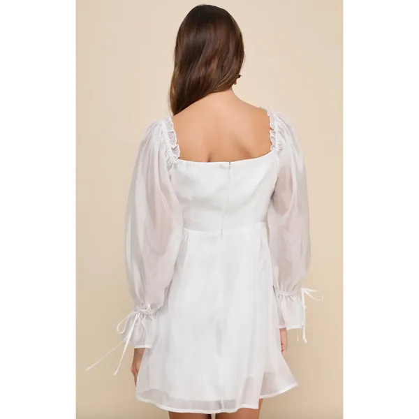 Lulus Darling Image White Chiffon Ruffled Off-the-Shoulder Mini Dress XS NWT - Image 4