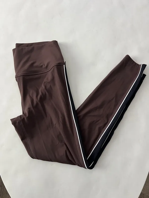 Splits59 Margot Rigor Leggings in Dark Chocolate Brown / Black Stripe L $138 - Image 2