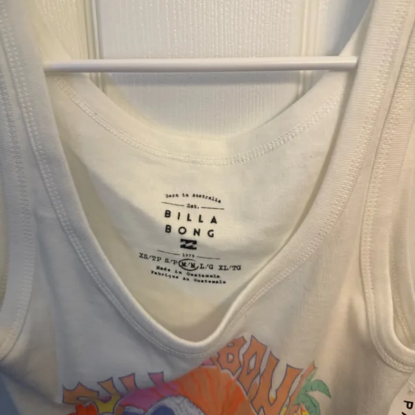 Billabong Graphic Crop Tank Top White NWT - Image 4