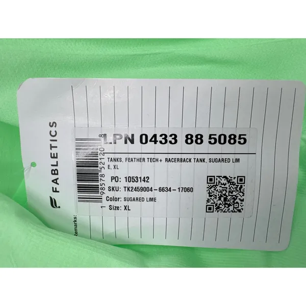 Brand New Fabletics Women's Size XL Sugared Lime Green Racerback Sleeveless Top - Image 5