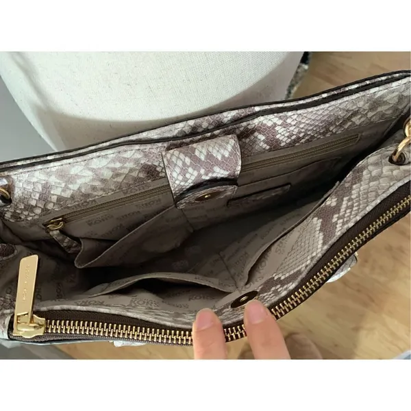 Michael Kors Beige Python Embossed Leather Satchel - Image 2