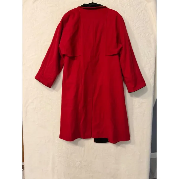 Mario De Pinto Vintage Red Wool Blend Double‎ Breasted Long Coat Womens USA Made - Image 8
