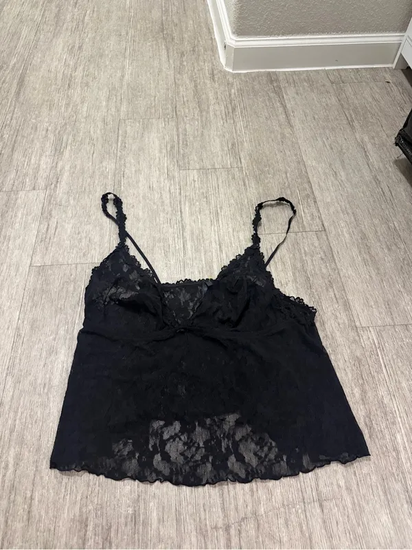 SKIMS sheer black lace camisole - Image 2