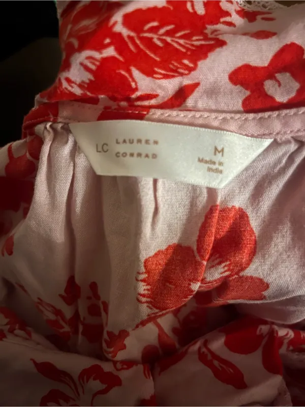 LC Lauren Conrad Cream Sleeveless Camisole with Orange Floral Print - Image 2