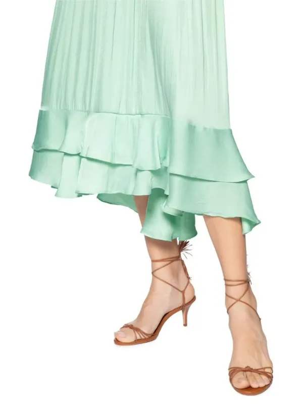 NWOT Farm Rio Tiered Ruffled Sleeveless V-neck Midi Dress Green Sz L - Image 5