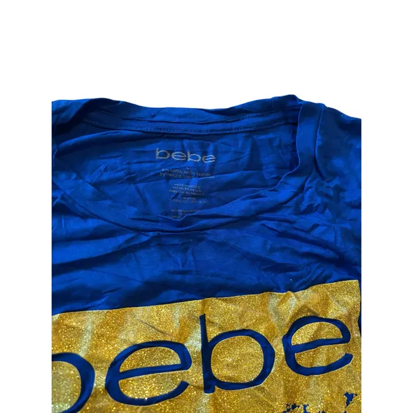 bebe Royal Blue T-Shirt Gold Graphic Size L - Image 3