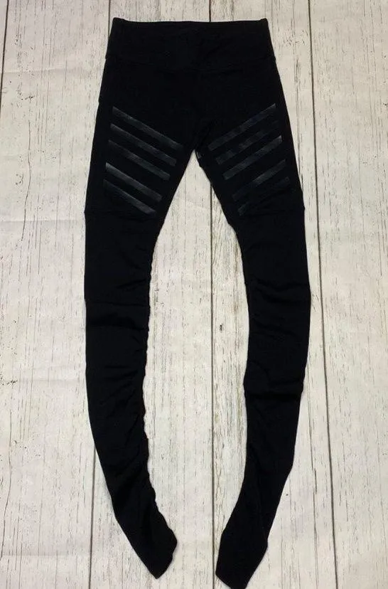 ALO High Waist Goddess Leggings in Black Gloss Stripe Size Small - Image 3