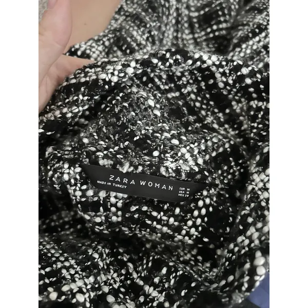 Zara‎ Tweed Turtleneck Cape Poncho Pullover Black and White Size M - Image 3