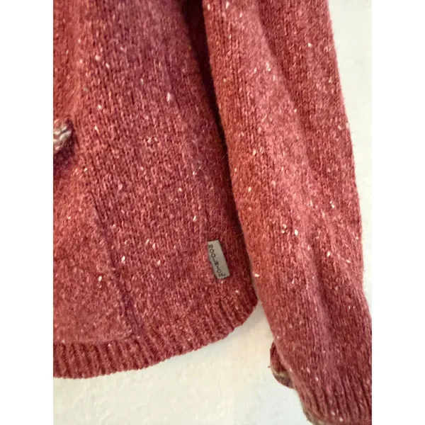 Woolrich Cardigan Sweater Womens Medium Red Wool Blend Button Front Collared - Image 3