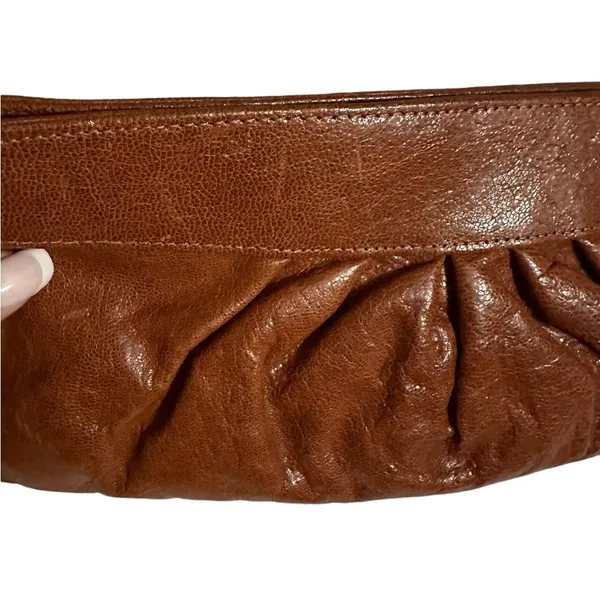 Lauren Merkin Boho Distressed Leather Brown Unique Luxe Clutch Bag - Image 4