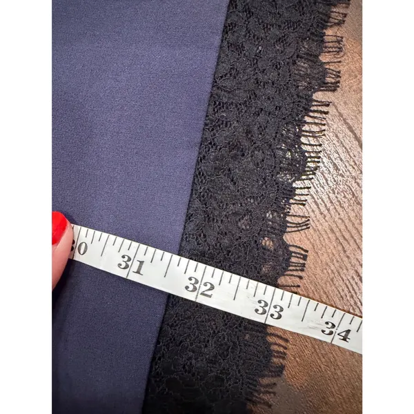 Alice &‎ Olivia Mini Slip Dress Women Size 2 Navy Blue Lace Trim Cross Back - Image 11
