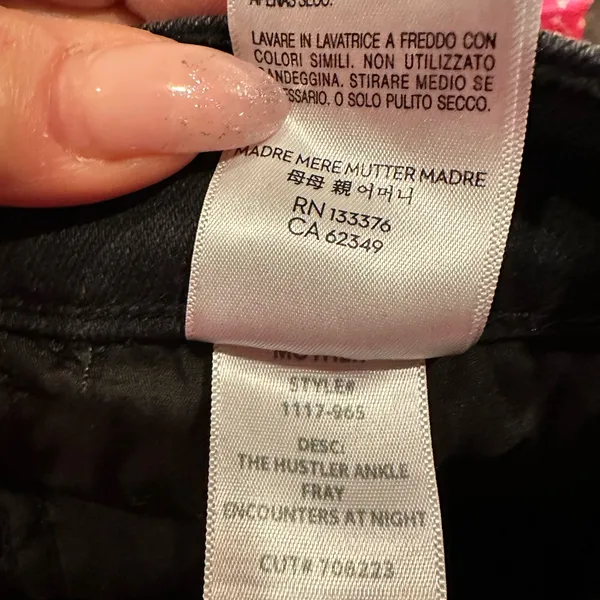 Mother Hustler Ankle Fray Hem Black Stretchy Denim Jean Pants 27 - Image 8
