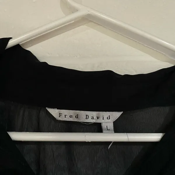Fred David large sheer black button down - Image 4