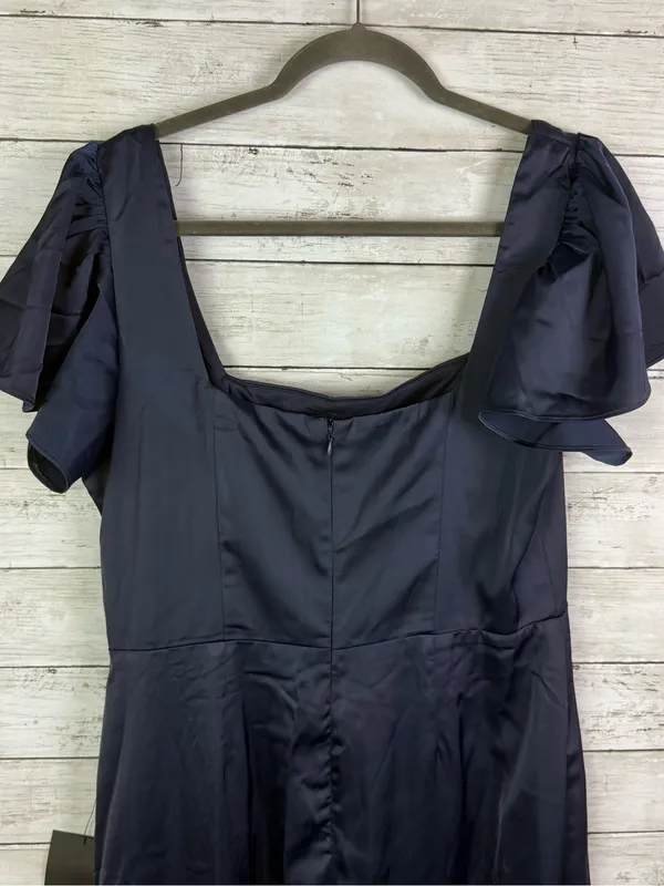 Lulus Ultimate Sweetness Navy Blue Satin Flutter Sleeve Maxi Dress Size XL - Image 5
