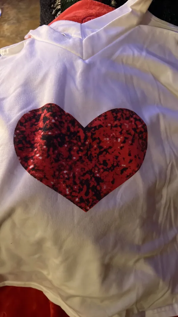 SheIn Long Sleeve Red Heart Print Top Valentine - Image 2