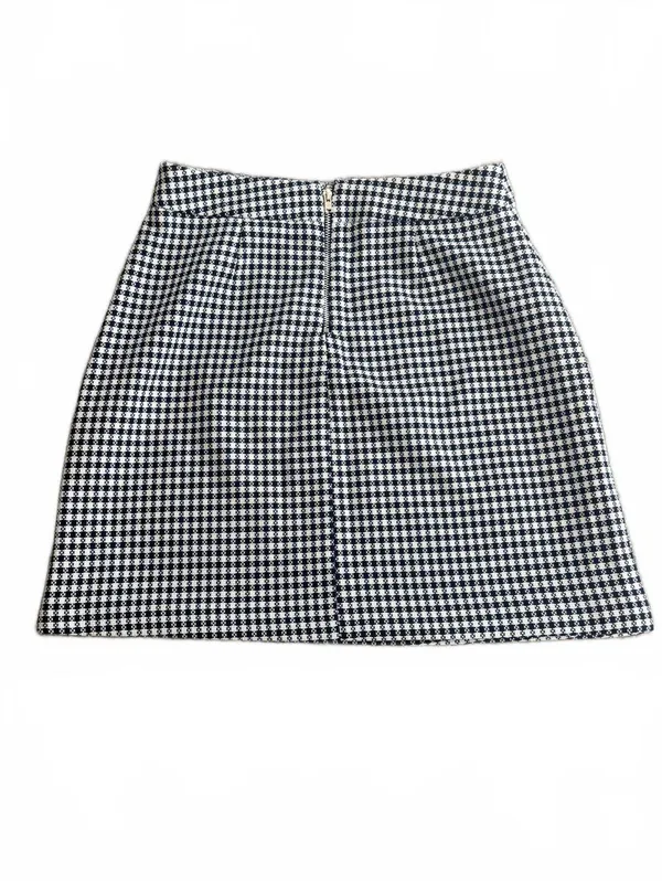ASOS Black White Houndstooth Mini Skirt High Waisted Preppy Dark Academia Size S - Image 2