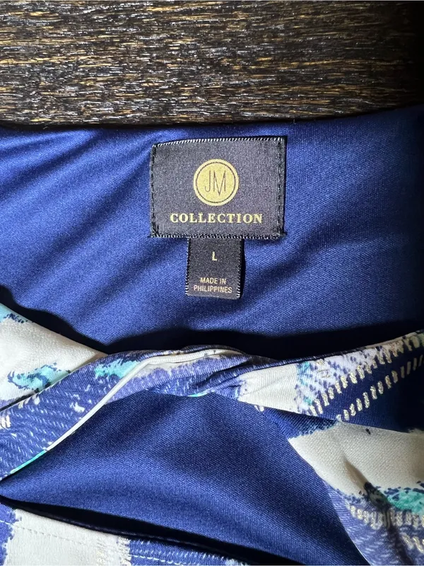 JM Collection Sleeveless Dress Blue Teal Abstract Twist Keyhole Neck Size Large - Image 6