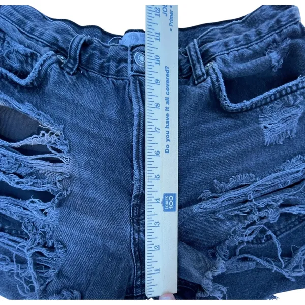 Free People We The Free Black Distressed Denim Shorts High‎ Rise Raw Hem Size 27 - Image 4