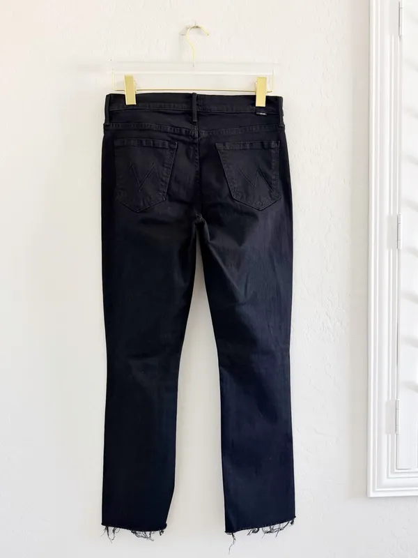 Mother Denim The Rascal Ankle Fray Cropped Straight Jeans in Guilty As Sin Sz 29 - Image 4