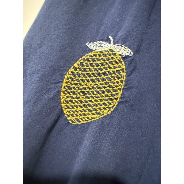 Print Fresh Printed Pajama Top XS Blue Yellow Lemon Novelty Sleep‎ Lounge - Image 5