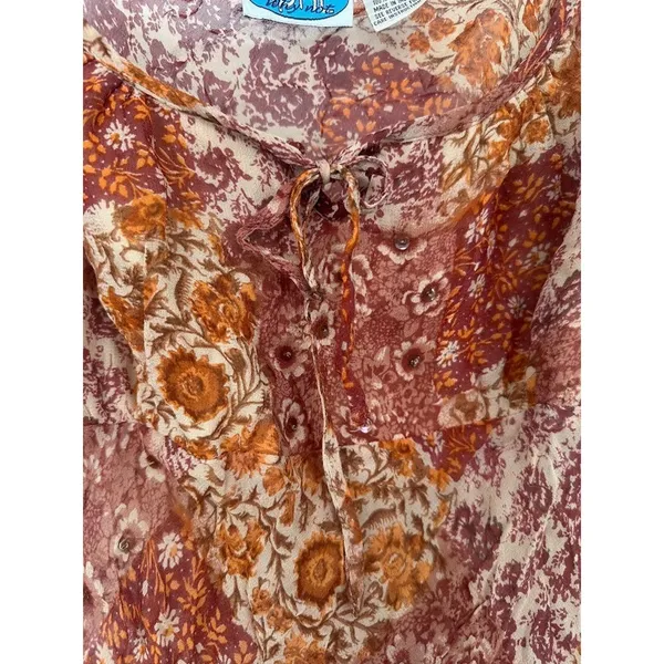 Vintage April Why Not Y2K Tank Top Babydoll Floral Boho Hippie‎ Festival Large - Image 2