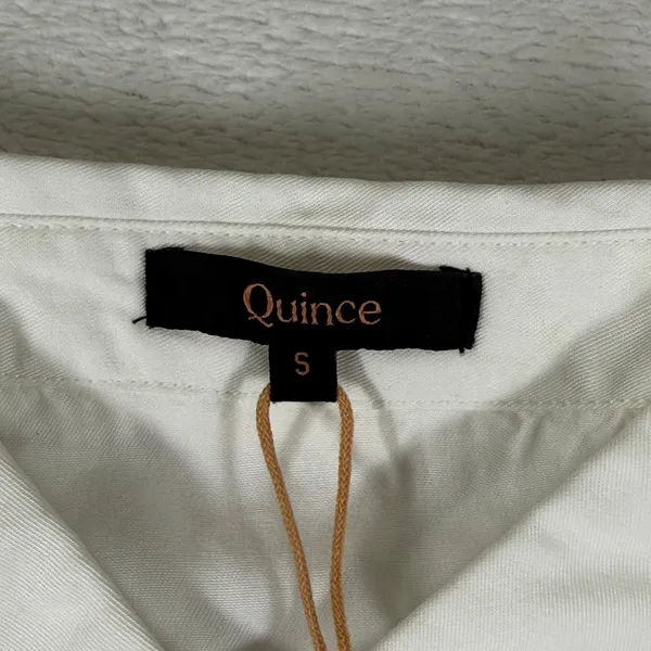 Quince Vintage Wash Tencel Camp Shirt White Short Sleeve Button‎ Down Small NEW - Image 2