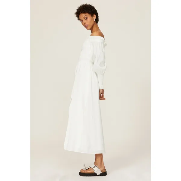 All Saints Lary White Linen Silk Shoulder Long Sleeve Slit Midi Dress Size 6 - Image 2