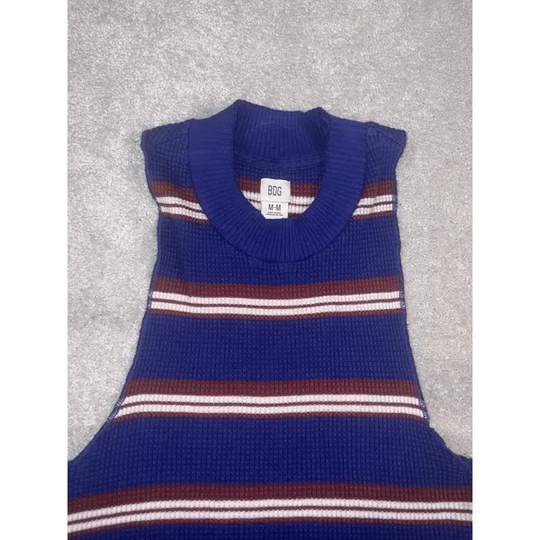 BDG Striped Crop Top Sleeveless High Neck M Tank Top Shirt - Image 3