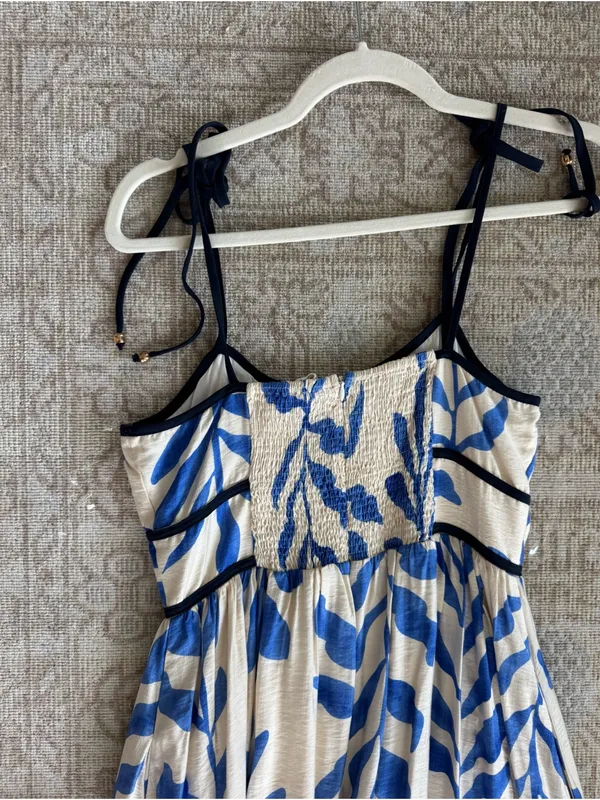 NWT Impeccable Pig Blue and White Leaf Print Maxi Dress - Image 7