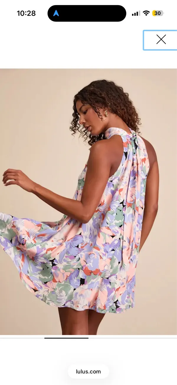 Lulus Tied Back To You Lavender Multi Floral Print Mini Shift Dress - Image 4