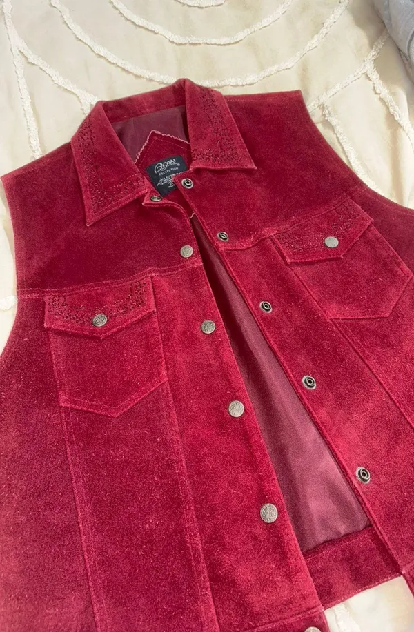 Agapo maroon leather vest - Image 2
