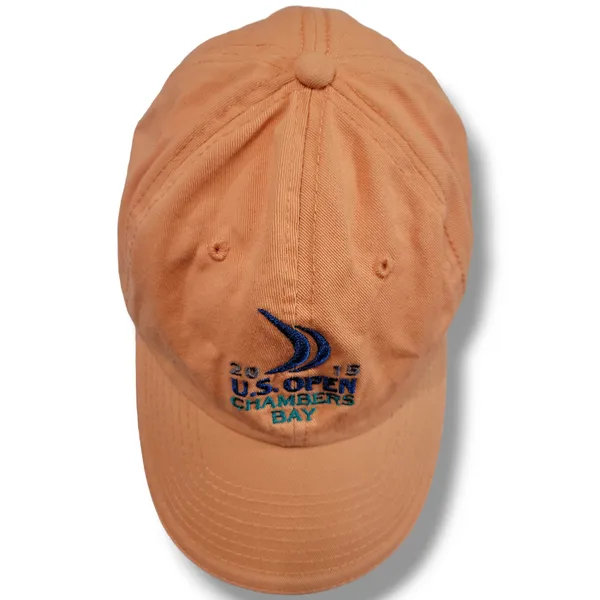 2015 US Open Chambers Bay Hat OSFM USGA Member Embroidered Embroidery Unisex Cap Golf Hat Golfing Golfers Golfer Orange Peach Color With Multicolor Embroidery Adult Unisex Hat OSFM One Size Fits Most Adjustable Strap Back Hat Used Condition See Pictures For Condition - Image 4