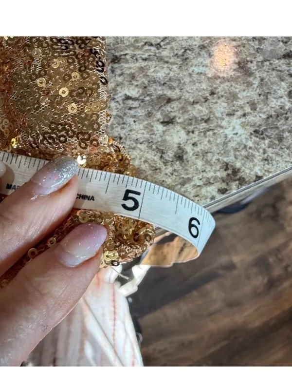 Gold Sequin Draped V-Neck Maxi Dress - Image 5