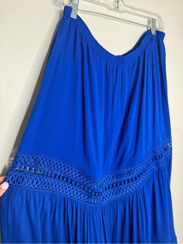 Ramy Brook Royal Blue Crochet Fringe Trim Maxi Skirt - Image 5