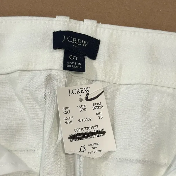 NWT J. Crew Tall linen-blend‎ wide-leg pant Minimalist Summer White Sz 0 BZ323 - Image 7