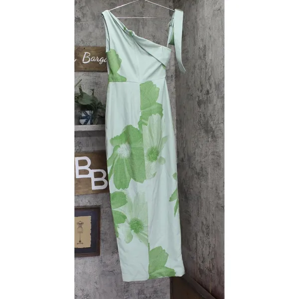 NEW Jewel by Badgley Mischka Print One Cold Shoulder Dress Gown Green / Multi 2 - Image 2