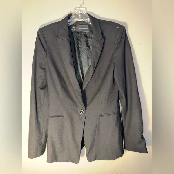 Zara Basic Black Career Academia Blazer size 4 #721 - Image 2
