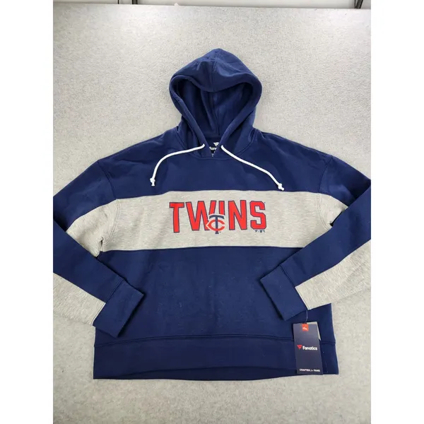 Fanatics Women Minnesota Twins Baseball Navy Stripe Logo Pullover Hoodie Sweatshirt LARGE - Image 11