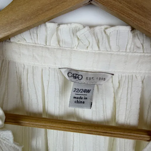 Cato Beaded Embellished‎ Peasant Blouse Size 22/24W Cream Cottagecore Boho Sheer - Image 5